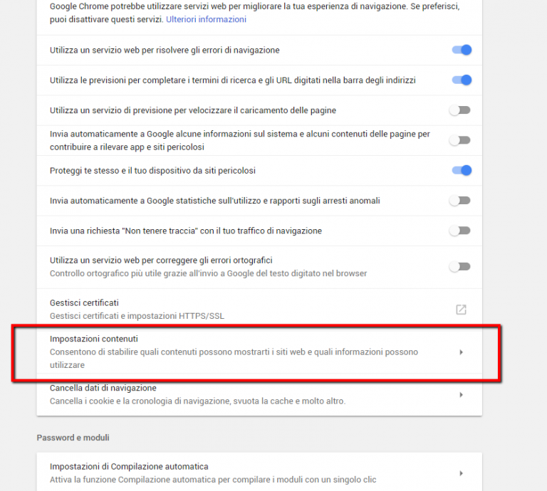 Controlla Le Impostazioni Di Connessione Nella Google