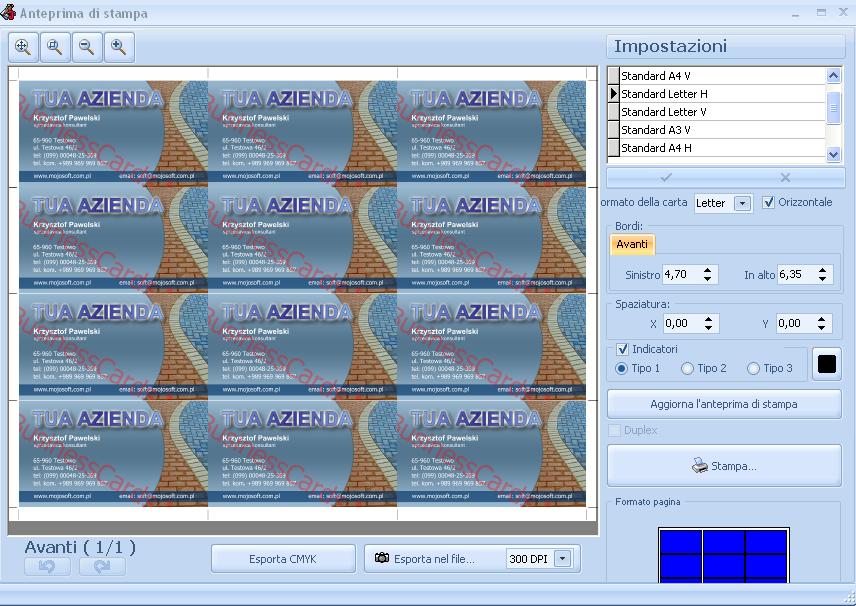 creare biglietto da visita