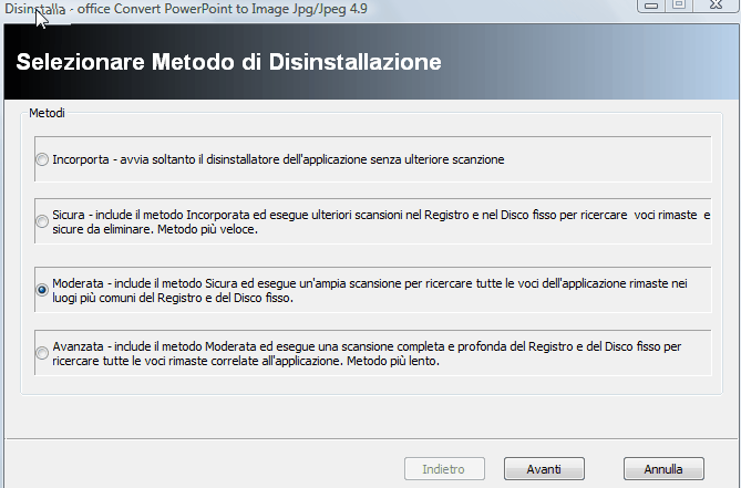 rimozione programmi