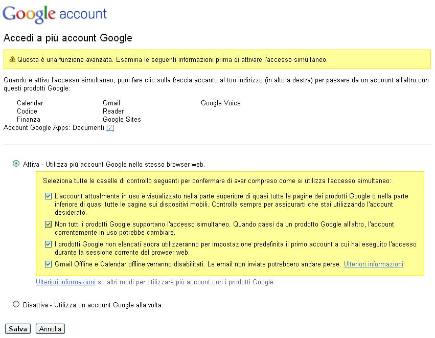 accesso simultaneo account google