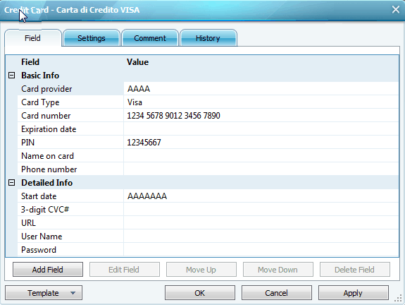 salvare password