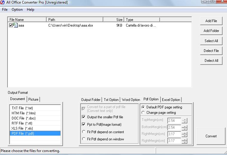 XLS in PDF