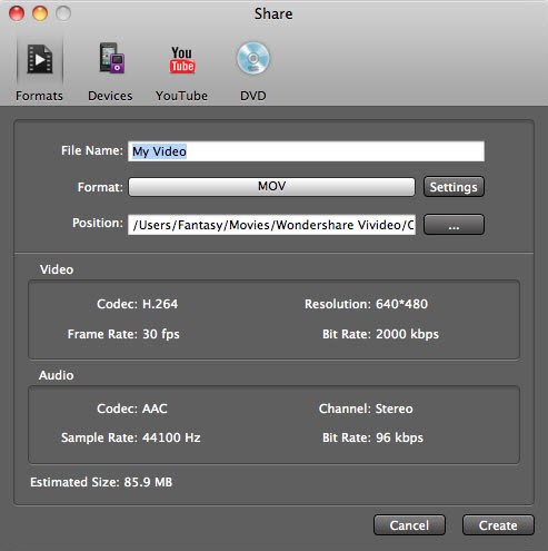Mac Video editor share