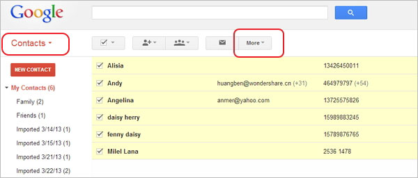 export contatti da gmail