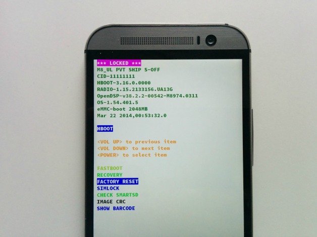 Come fare Hard Reset HTC One M8