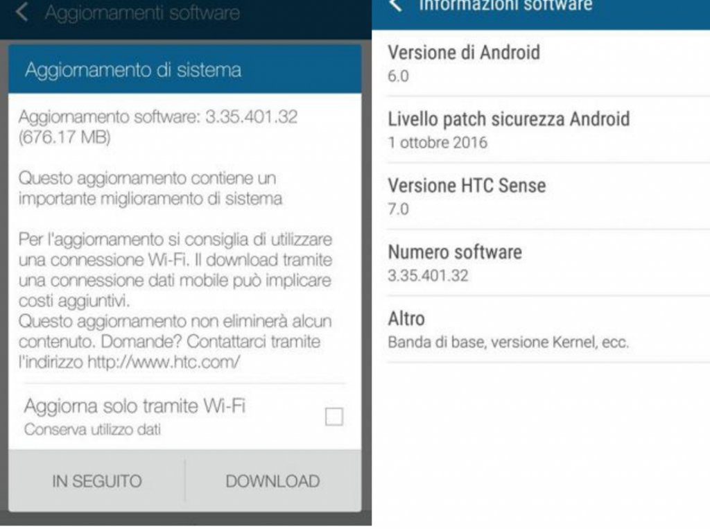 Aggiornamento HTC One M9