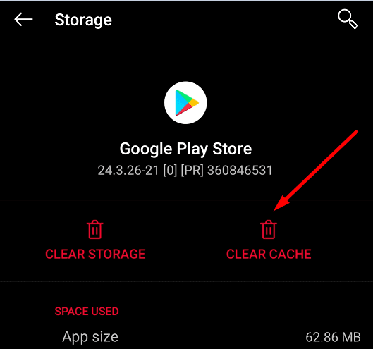 google play store svuota cache oneplus