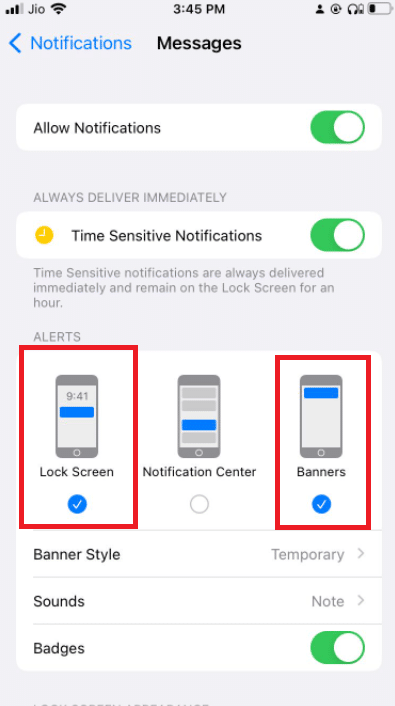 Abilita le notifiche per la schermata di blocco e i banner in questa sezione. Come disattivare la consegna silenziosa su iMessage