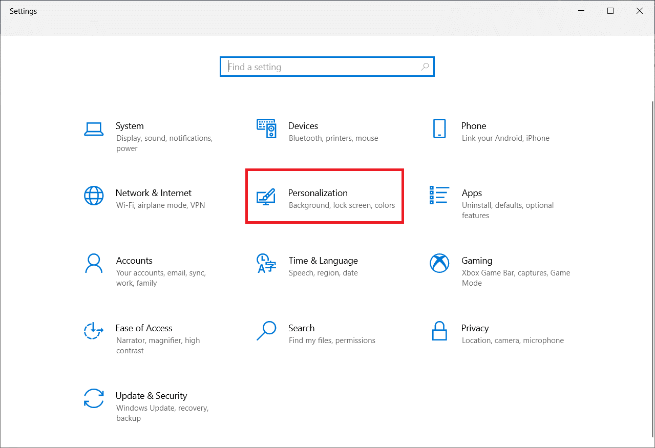 Personalizzazione. Come andare a schermo intero su Windows 10