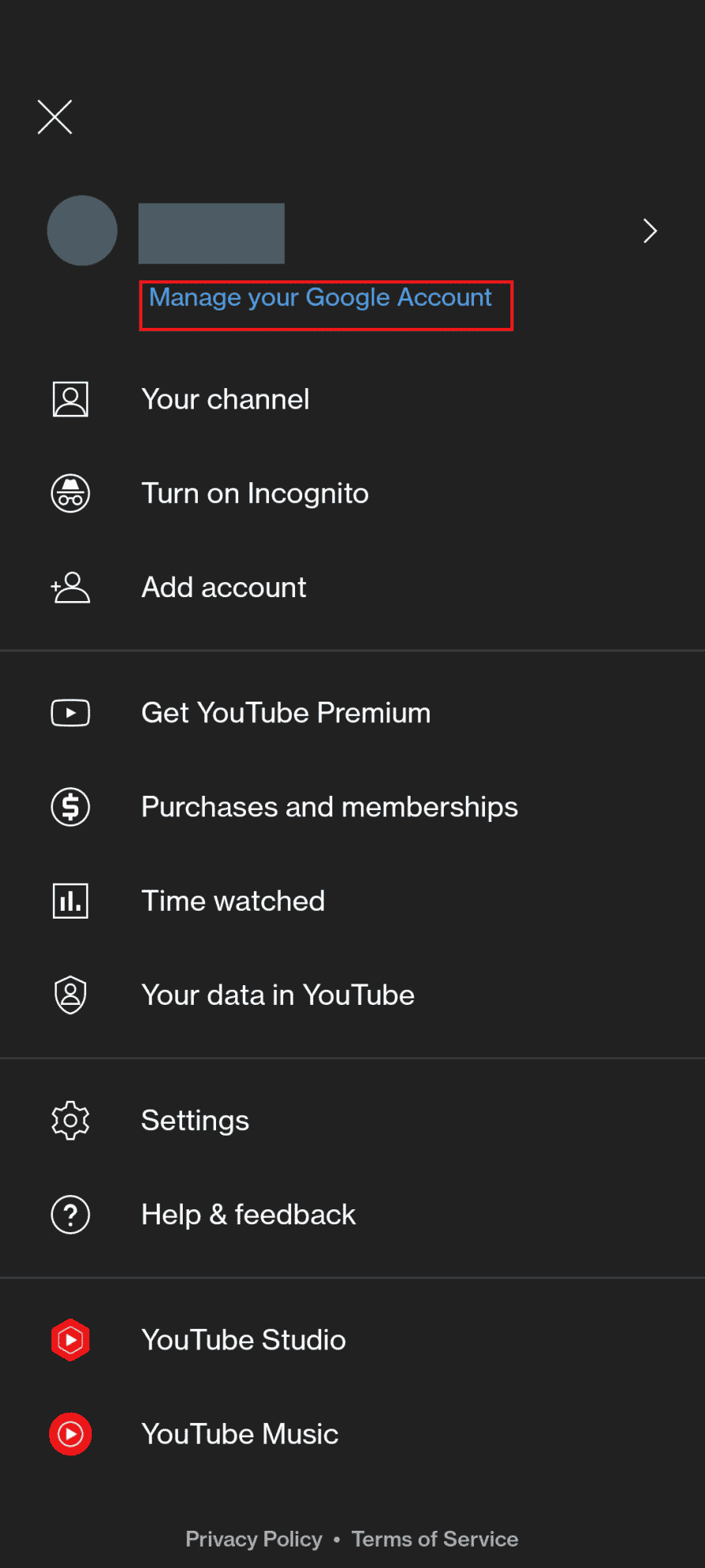 Vai a gestire il tuo account Google | Come eliminare il canale YouTube sul telefono