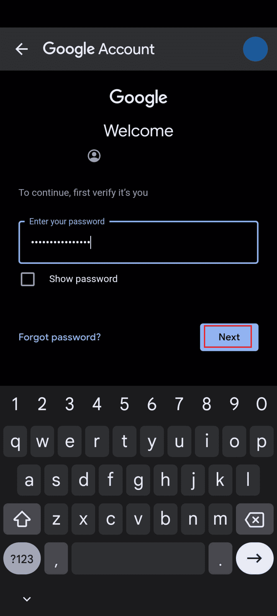 Password - successivo. | Come eliminare il canale YouTube sul telefono