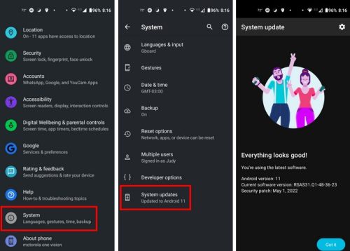 Controlla gli aggiornamenti Android