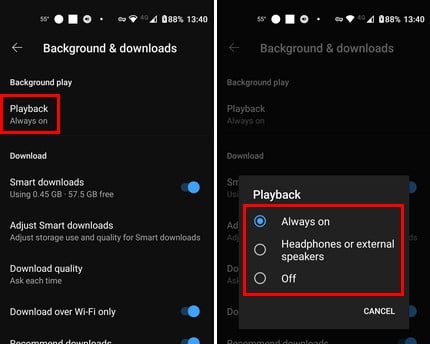 Opzioni di riproduzione di YouTube
